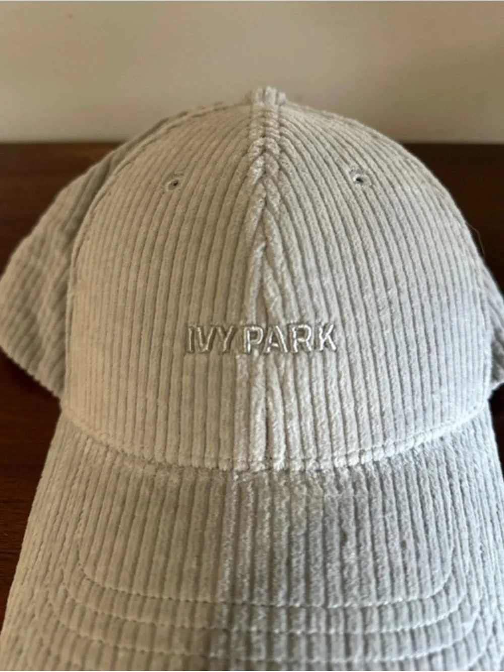 IVY PARK Neutral Corduroy Baseball Cap in Cream